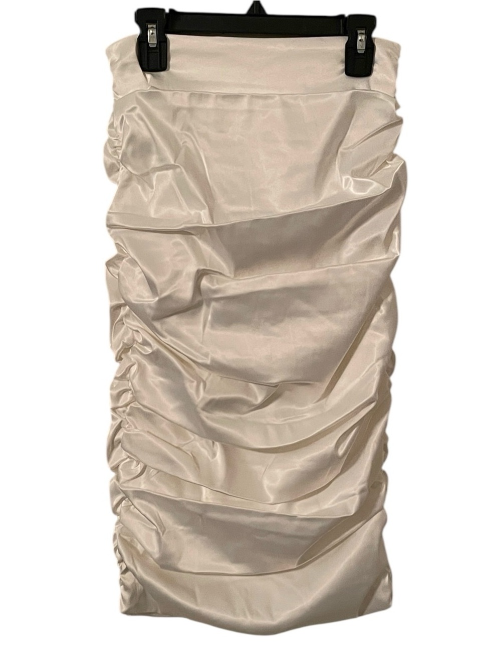 Naked Wardrobe The Statement Women’s Ivory White Ruched Midi Skirt Size S